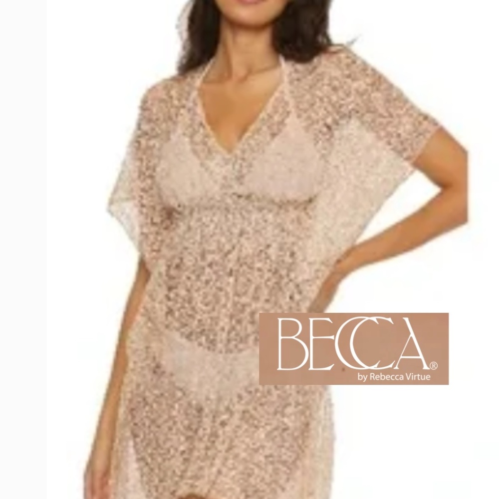 BECCA Rebecca Virtue Gold/Cream swim coverup, XS, GD1108 - Picture 1 of 10